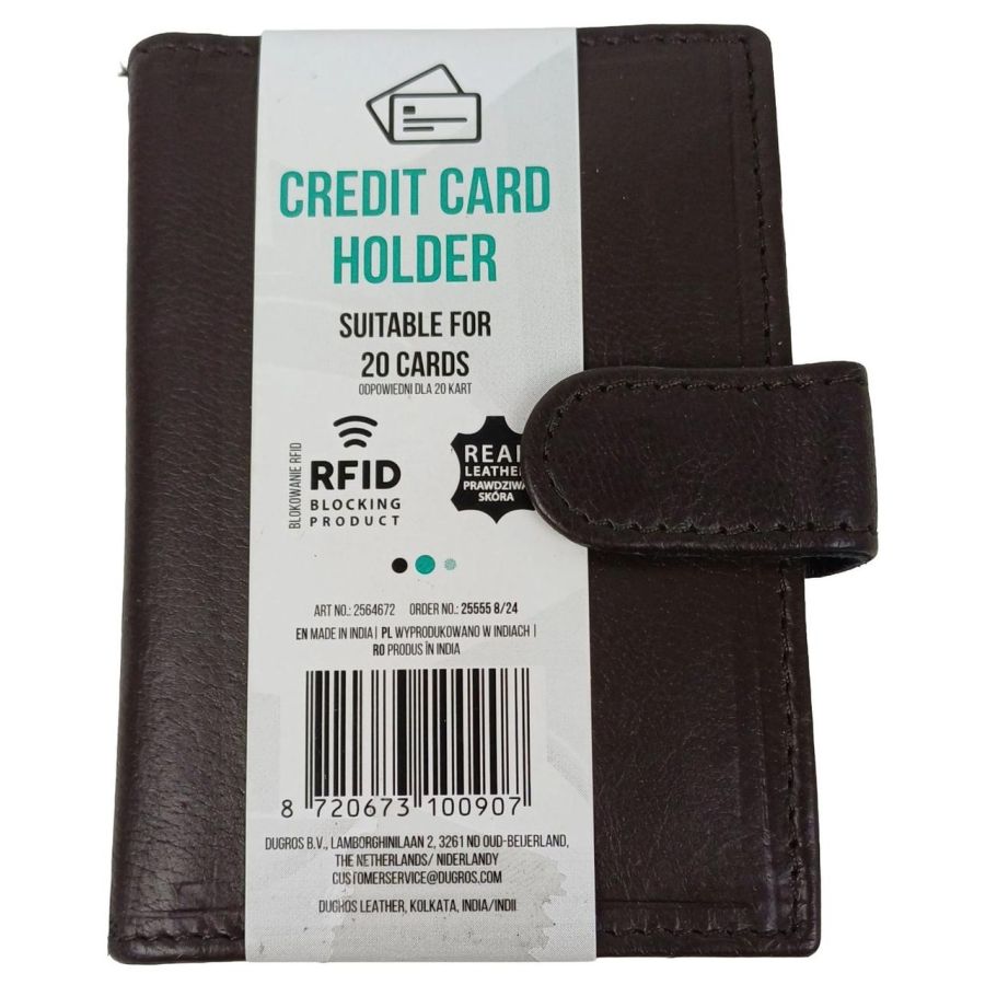 Картхолдер Dugros RFID защита натуральная кожа кнопка Коричневый