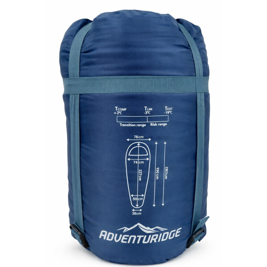 Спальный мешок-мумия Adventuridge +2°C 230 см Синий