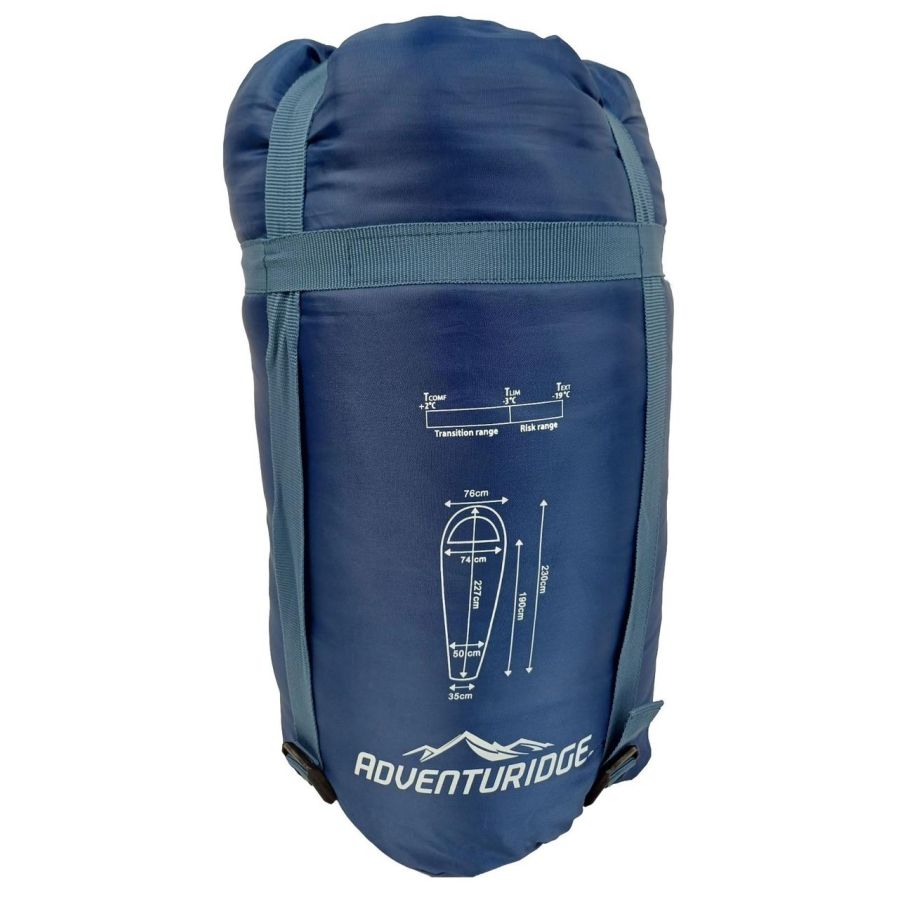 Спальный мешок-мумия Adventuridge +2°C 230 см Синий