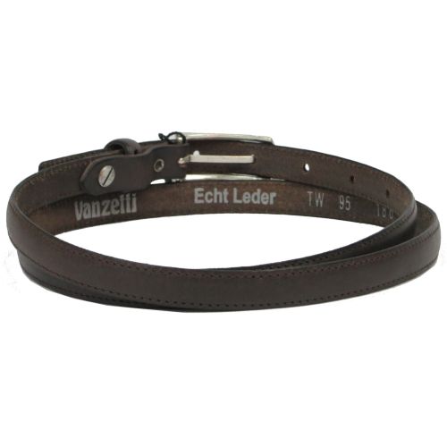 Ремень Vanzetti Женский Винтажный Узкий Натуральная кожа Коричневый