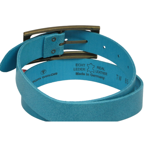 Ремень Tom Tailor женский винтажный натуральная кожа Голубой