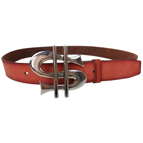 Ремень Vanzetti винтажный доллар большая пряжка натуральная кожа Красный