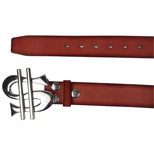 Ремень Vanzetti винтажный доллар большая пряжка натуральная кожа Красный