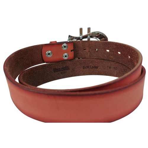 Ремень Vanzetti винтажный доллар большая пряжка натуральная кожа Красный