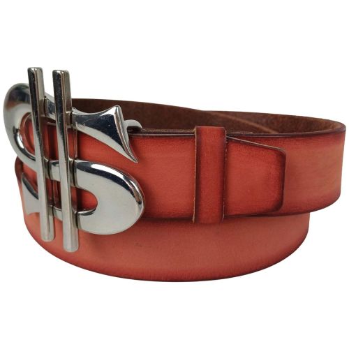 Ремень Vanzetti винтажный доллар большая пряжка натуральная кожа Красный