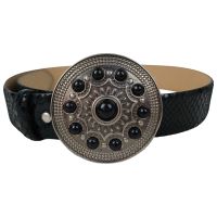 Ремень Vanzetti женский под крокодила с большой пряжкой натуральная кожа Черный