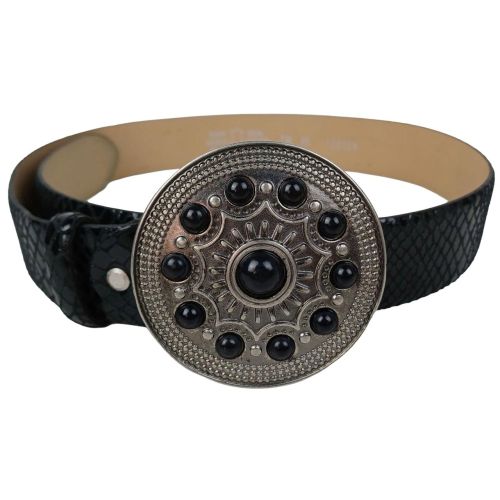 Ремень Vanzetti женский под крокодила с большой пряжкой натуральная кожа Черный