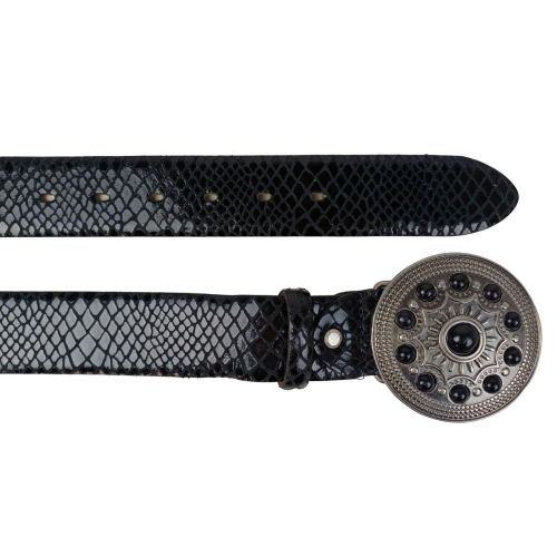 Ремень Vanzetti женский под крокодила с большой пряжкой натуральная кожа Черный