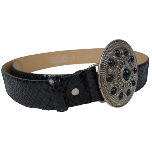 Ремень Vanzetti женский под крокодила с большой пряжкой натуральная кожа Черный