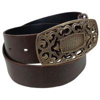 Ремень Vanzetti женский с большой винтажной пряжкой натуральная кожа Темно-коричневый