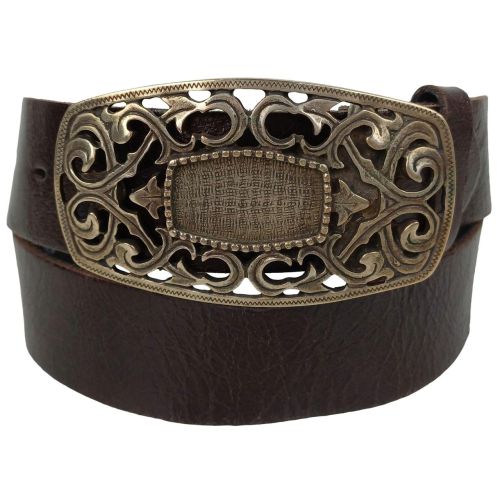 Ремень Vanzetti женский с большой винтажной пряжкой натуральная кожа Темно-коричневый