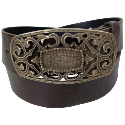 Ремень Vanzetti женский с большой винтажной пряжкой натуральная кожа Темно-коричневый