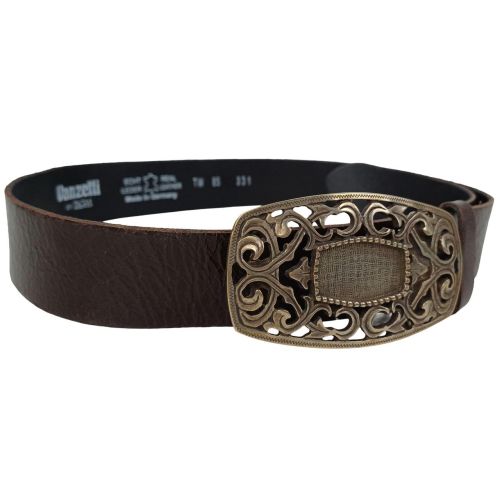 Ремень Vanzetti женский с большой винтажной пряжкой натуральная кожа Темно-коричневый
