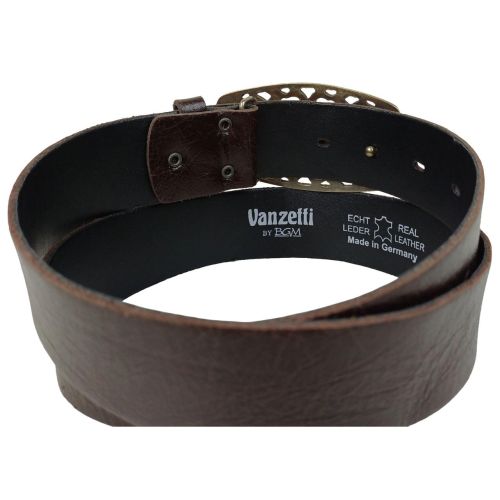 Ремень Vanzetti женский с большой винтажной пряжкой натуральная кожа Темно-коричневый