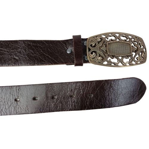 Ремень Vanzetti женский с большой винтажной пряжкой натуральная кожа Темно-коричневый