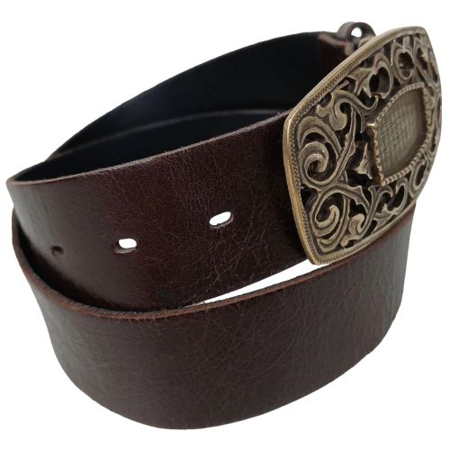 Ремень Vanzetti женский с большой винтажной пряжкой натуральная кожа Темно-коричневый