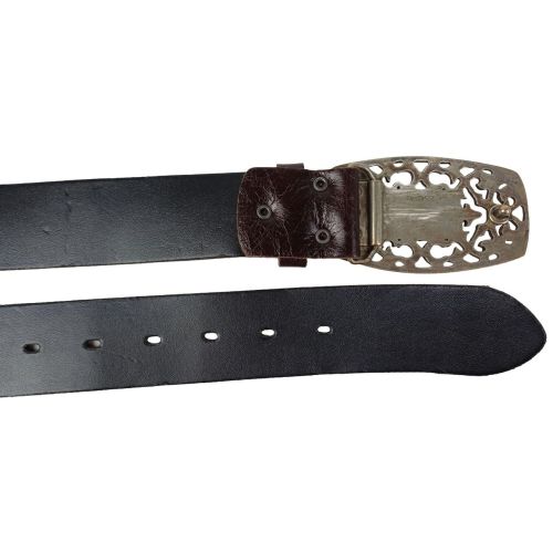 Ремень Vanzetti женский с большой винтажной пряжкой натуральная кожа Темно-коричневый