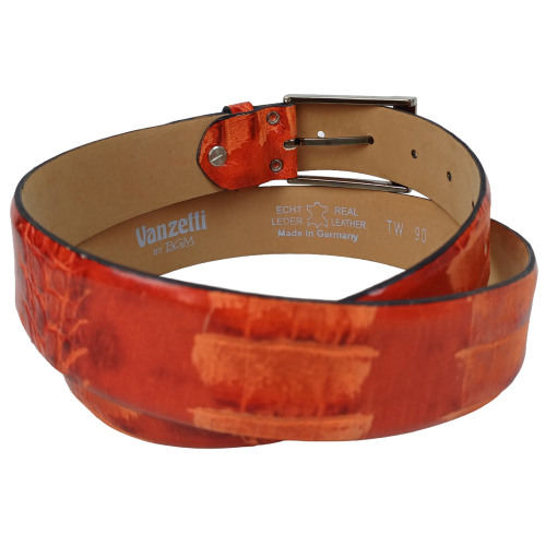 Ремень Vanzetti женский под рептилию натуральная кожа Терракотовый