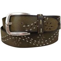 Ремень женский Vanzetti Vintage дизайнерский 116 см 3.8 см кожа Оливковый