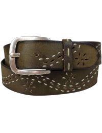 Ремень женский Vanzetti Vintage дизайнерский 116 см 3.8 см кожа Оливковый