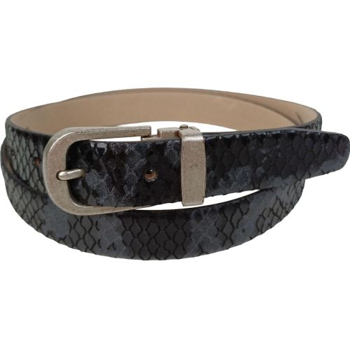 Ремень женский Vanzetti под крокодила 111 см 2.3 см кожа Черный с серым