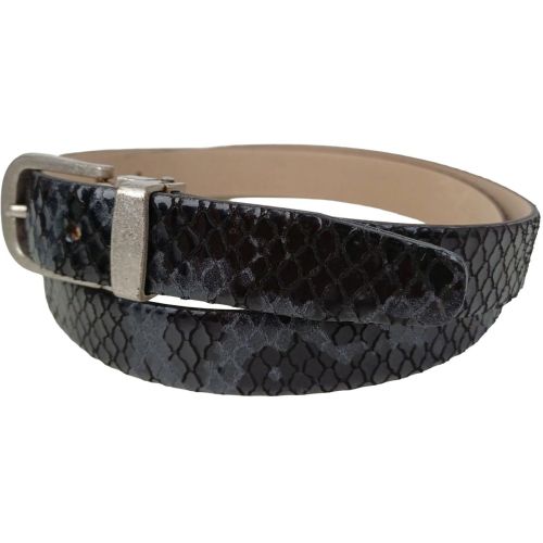Ремень женский Vanzetti под крокодила 111 см 2.3 см кожа Черный с серым