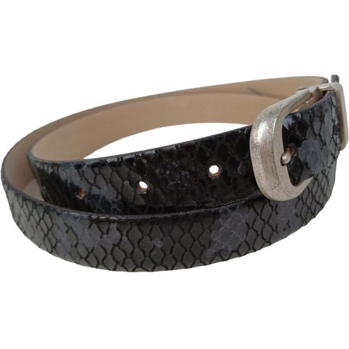 Ремень женский Vanzetti под крокодила 111 см 2.3 см кожа Черный с серым