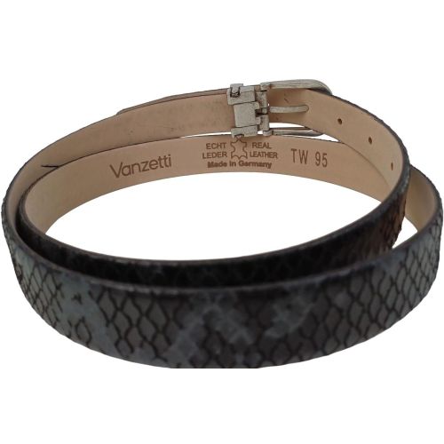 Ремень женский Vanzetti под крокодила 111 см 2.3 см кожа Черный с серым