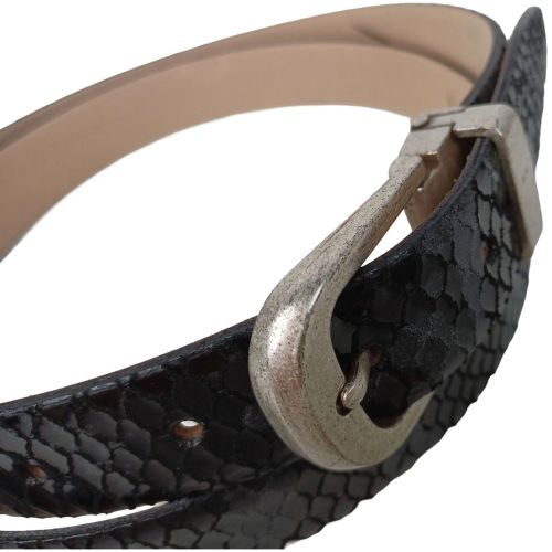 Ремень женский Vanzetti под крокодила 111 см 2.3 см кожа Черный с серым