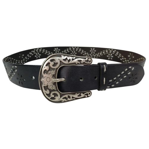 Ремень женский Vanzetti Vintage дизайнерский 110 см 4 см кожа Черный