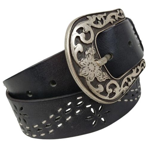 Ремень женский Vanzetti Vintage дизайнерский 110 см 4 см кожа Черный