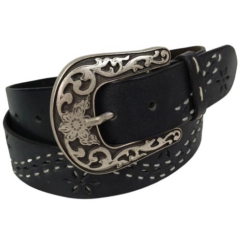 Ремень женский Vanzetti Vintage дизайнерский 110 см 4 см кожа Черный