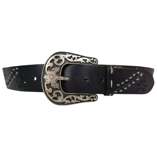 Ремень женский Vanzetti Vintage дизайнерский 110 см 4 см кожа Черный