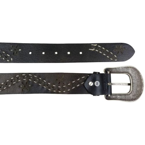 Ремень женский Vanzetti Vintage дизайнерский 110 см 4 см кожа Черный