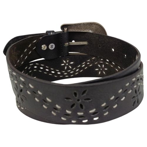 Ремень женский Vanzetti Vintage дизайнерский 110 см 4 см кожа Черный