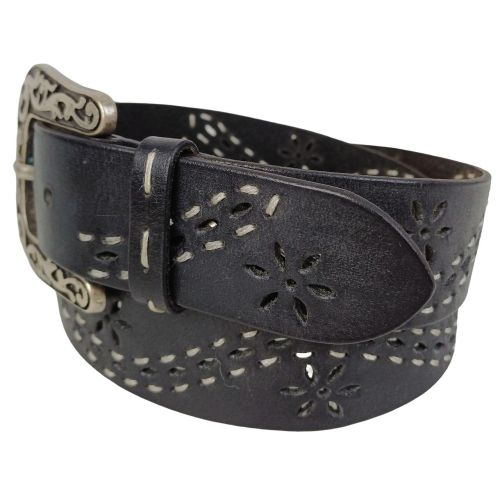 Ремень женский Vanzetti Vintage дизайнерский 110 см 4 см кожа Черный