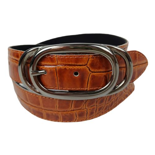 Ремень женский Vanzetti под крокодила 105 см 3 см кожа Коньяк
