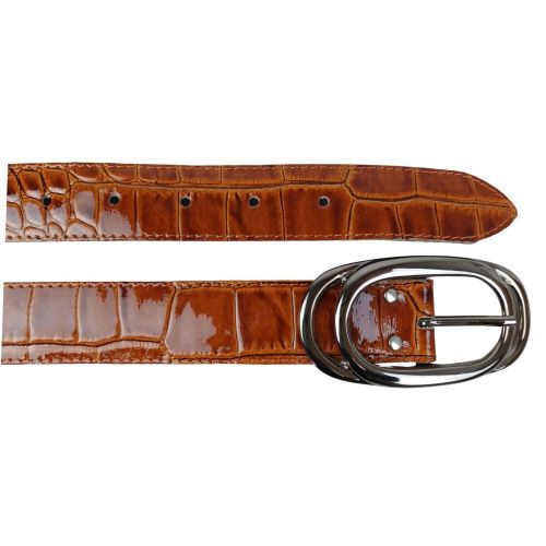 Ремень женский Vanzetti под крокодила 105 см 3 см кожа Коньяк
