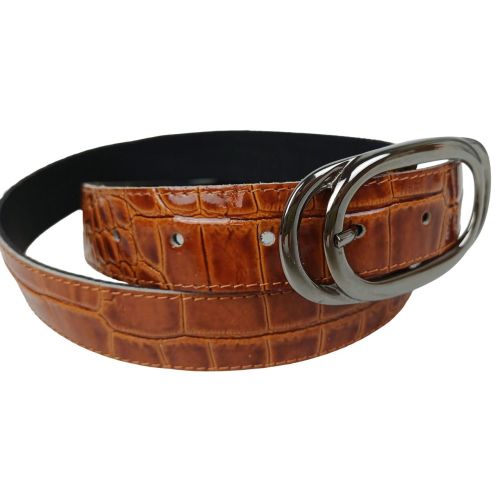Ремень женский Vanzetti под крокодила 105 см 3 см кожа Коньяк