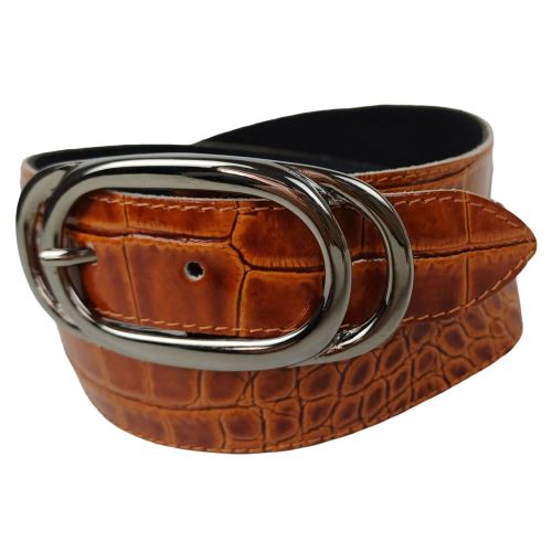 Ремень женский Vanzetti под крокодила 105 см 3 см кожа Коньяк