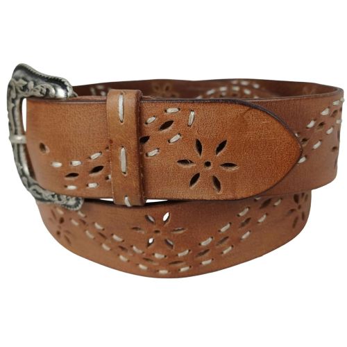 Дизайнерский женский кожаный ремень Vanzetti RMT139 винтажная пряжка 4 см Коричневый