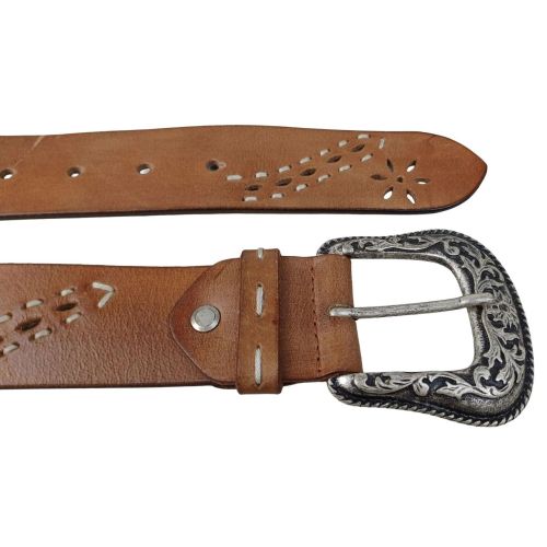 Дизайнерский женский кожаный ремень Vanzetti RMT139 винтажная пряжка 4 см Коричневый