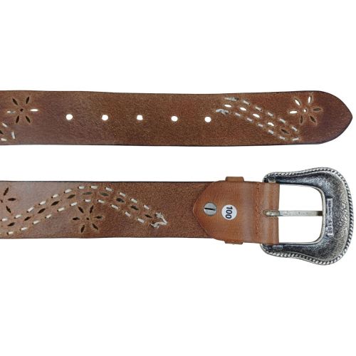 Дизайнерский женский кожаный ремень Vanzetti RMT139 винтажная пряжка 4 см Коричневый