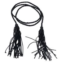 Женский ремень Vanzetti плетеный в 2 оборота с кисточками 0,6 см Черный