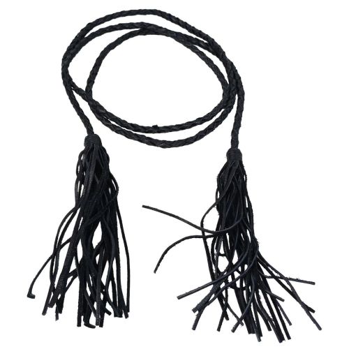 Женский ремень Vanzetti плетеный в 2 оборота с кисточками 0,6 см Черный