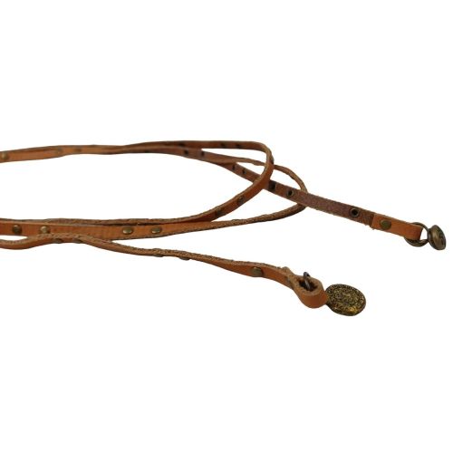 Женский ремень Vanzetti тонкий с заклепками 0,5 см Коричневый