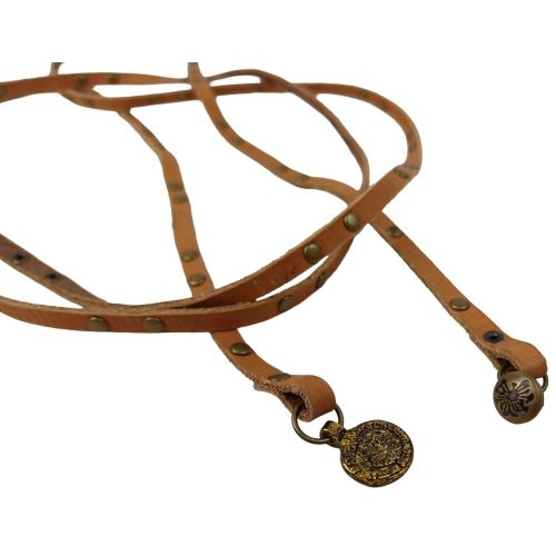 Женский ремень Vanzetti тонкий с заклепками 0,5 см Коричневый