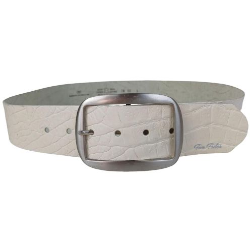 Широкий женский ремень Tom Tailor под кожу крокодила 4 см Белый