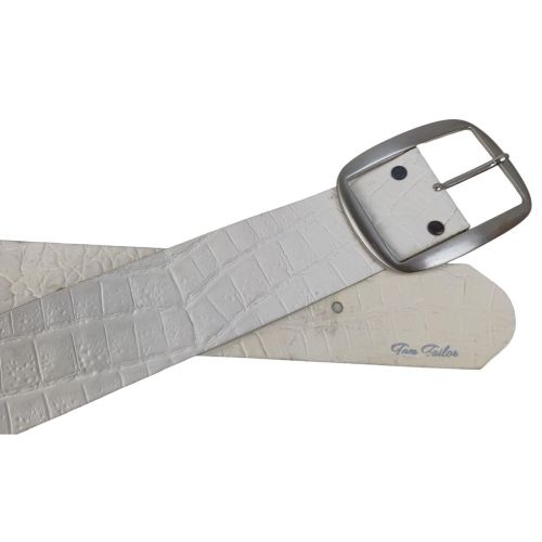Широкий женский ремень Tom Tailor под кожу крокодила 4 см Белый