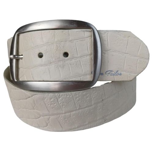 Широкий женский ремень Tom Tailor под кожу крокодила 4 см Белый